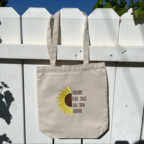 Embroidered Canvas Tote Bag for Teachers - Picture 3 of 4